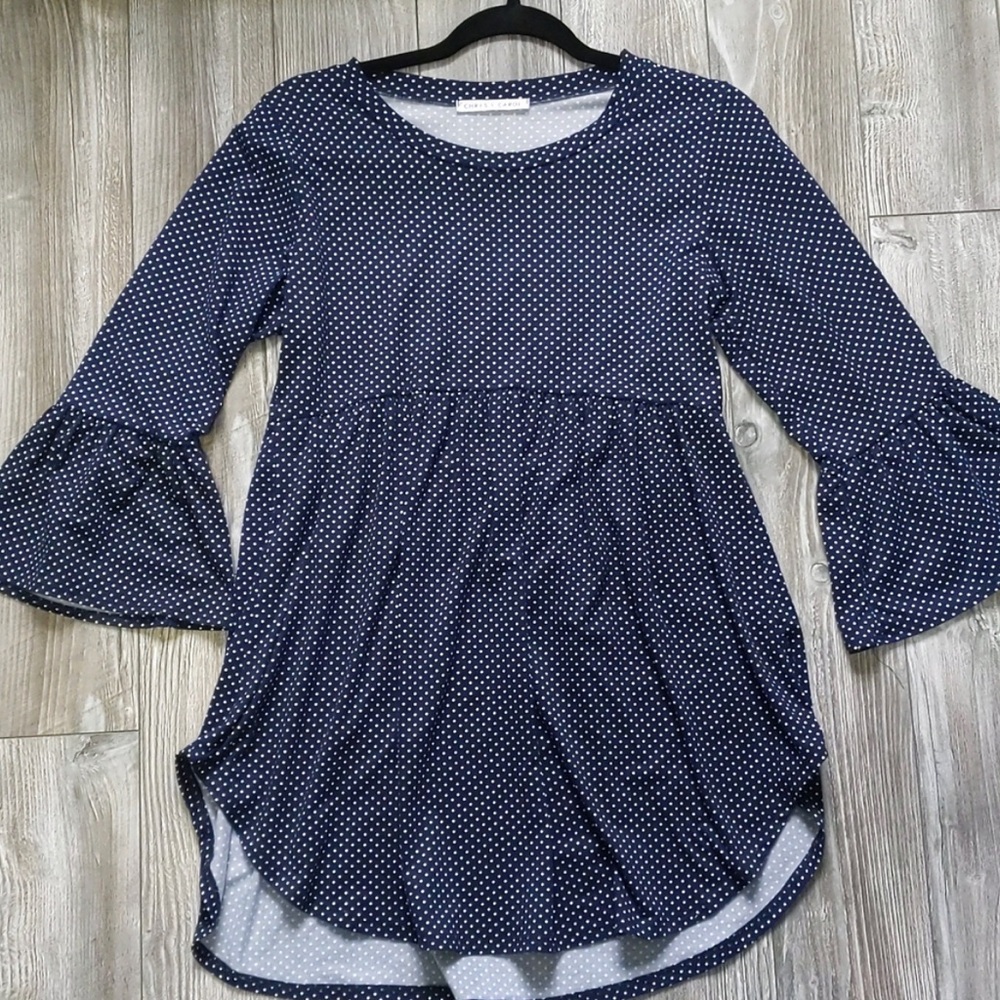 Chris & Carol Polka Dot Bell Sleeve Smock size Small